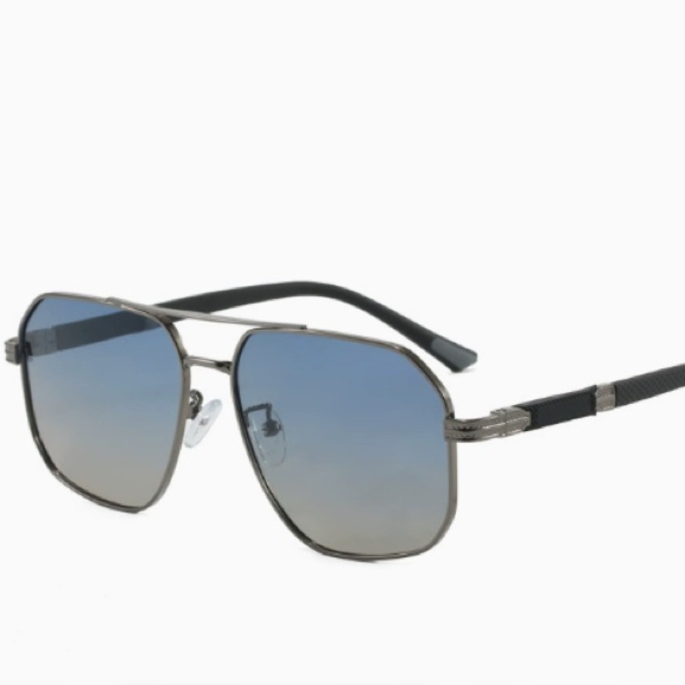 Premium Aviator Sunglasses with Gradient Blue Lenses and Gunmetal Frame